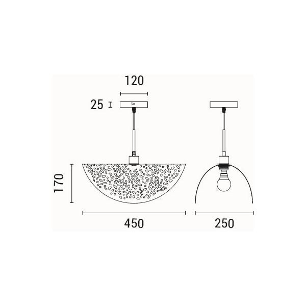 LÁMPARA DE TECHO COLGANTE DE METAL 1xE27 MÁX. 15W Ø450mm MÁX. 15W NEGRO-ORO ARTE ILLUMINA GALILEA