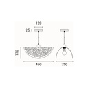 LÁMPARA DE TECHO COLGANTE DE METAL 1xE27 MÁX. 15W Ø450mm MÁX. 15W NEGRO-ORO ARTE ILLUMINA GALILEA