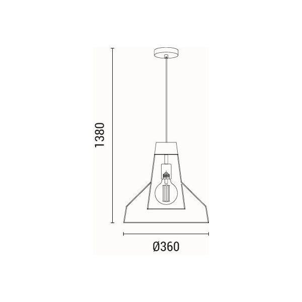 LÁMPARA DE TECHO COLGANTE METAL 1xE27 MÁX. 15W 360x360x1380mm NEGRO ARTE ILLUMINA BORLA