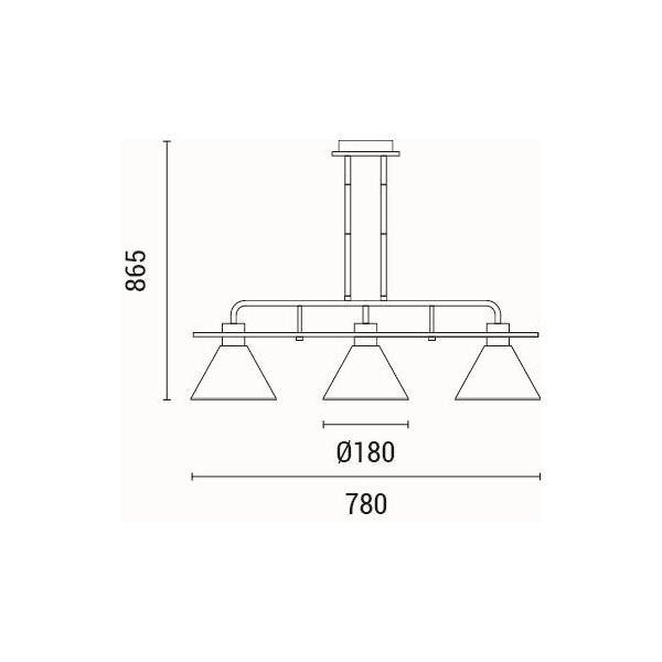 LÁMPARA DE TECHO COLGANTE MADERA-METAL 3 LUCES 3xE27 MAX 15W 780x180x865mm NEGRO ARTE ILLUMINA CONO