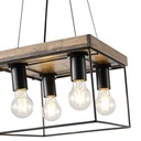 LÁMPARA DE TECHO COLGANTE MADERA-METAL 4 LUCES 4xE27 MAX 15W 300x300x1230mm NEGRO-MARRÓN ARTE ILLUMINA MULTIPLA