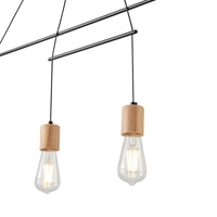 LÁMPARA DE TECHO COLGANTE MADERA-METAL 4 LUCES 4xE27 MÁX. 15W 930x120x1180mm NEGRO ARTE ILLUMINA EDISON