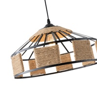 LÁMPARA DE TECHO COLGANTE CUERDA-METAL Ε27 MAX 15W 400x400x1300mm NEGRO-CAQUI ARTE ILLUMINA HELIOS