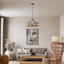 LÁMPARA DE TECHO COLGANTE CUERDA-METAL Ε27 MAX 15W 400x400x1300mm NEGRO-CAQUI ARTE ILLUMINA HELIOS