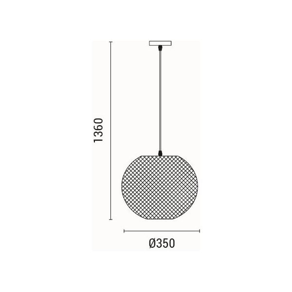 LÁMPARA DE TECHO COLGANTE DE METAL 1xE27 MÁX. 15W 350x350Χ1360mm NEGRO ARTE ILLUMINA MESH