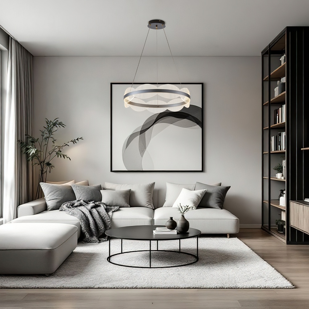 LÁMPARA COLGANTE ACRÍLICAS REDONDA LED 60W 5400lm 3000K Ø600mm PLATA ARTE ILLUMINA TORINO