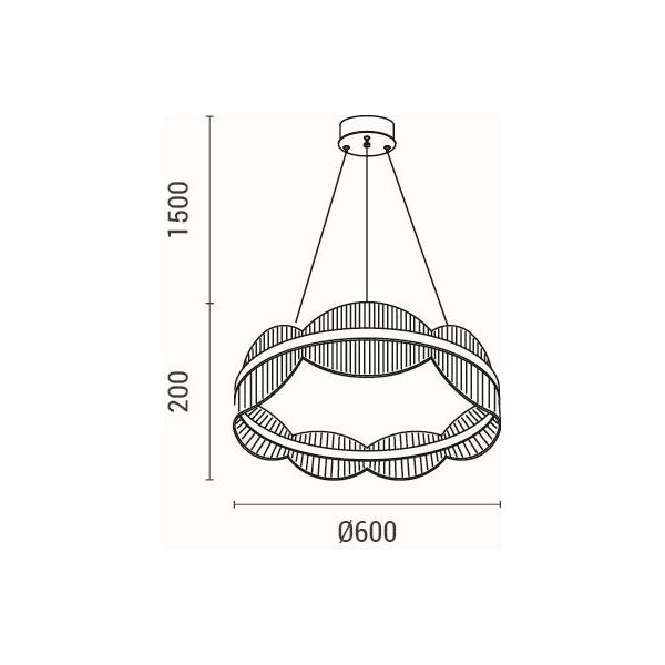 LÁMPARA COLGANTE ACRÍLICAS REDONDA LED 60W 5400lm 3000K Ø600mm PLATA ARTE ILLUMINA TORINO