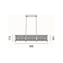 LÁMPARA COLGANTE ACRÍLICO LED 3 LUCES 3X16W 4320lm 3000K 900x270x175mm ORO FRANCÉS ARTE ILLUMINA RAVENA