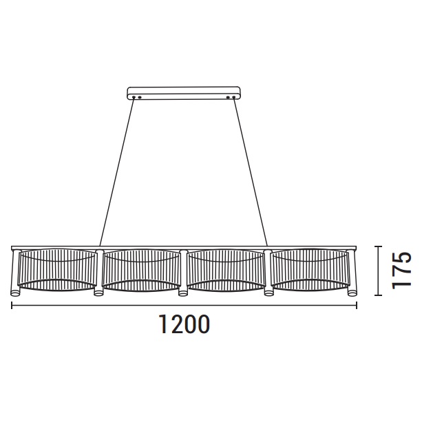 LÁMPARA COLGANTE ACRÍLICO LED 4 LUCES 4X15W 3000K 5400lm 1200 X270 X175mm ORO FRANCÉS ARTE ILLUMINA RAVENA