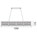LÁMPARA COLGANTE ACRÍLICO LED 4 LUCES 4X15W 3000K 5400lm 1200 X270 X175mm ORO FRANCÉS ARTE ILLUMINA RAVENA
