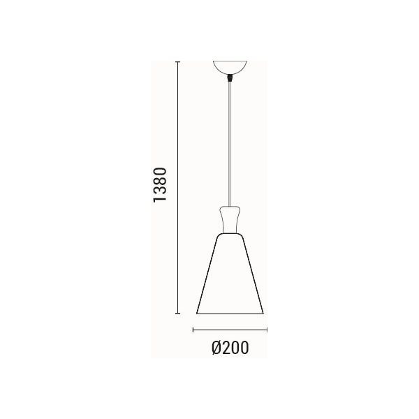 LÁMPARA DE TECHO COLGANTE METAL 1xE27 MAX 15W 200x1380mm ARTE ILLUMINA OPACO