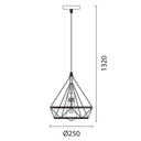 LÁMPARA DE TECHO COLGANTE CUERDA-METAL E27 MAX 15W 250x250x1320 NEGRO-CAQUI ARTE ILLUMINA FLARE
