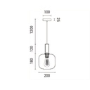 LÁMPARA DE TECHO COLGANTE CRISTAL GOFRADO 1xE27 MAX 15W 200x180x1200mm VERDE ARTE ILLUMINA TOPACIO