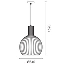 LÁMPARA DE TECHO COLGANTE METAL 1xE27 MAX 15W Ø340x1520mm NEGRO ARTE ILLUMINA AIRY