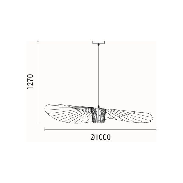 LÁMPARA DE TECHO COLGANTE METAL 1xE27 MAX 15W Ø1000x1270mm NEGRO ARTE ILLUMINA CAP