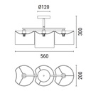 LÁMPARA DE TECHO COLGANTE DE TELA 3xE14 MAX 8W Ø580x300mm BLANCO ARTE ILLUMINA CLOUD