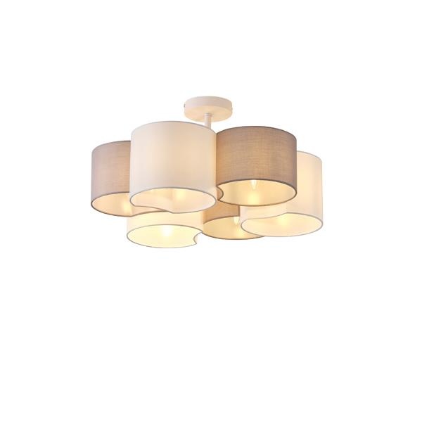 LÁMPARA COLGANTE DE TELA 6 LUCES 6xE14 MÁX 8W Ø580mm BLANCO ARTE ILLUMINA CLOUD