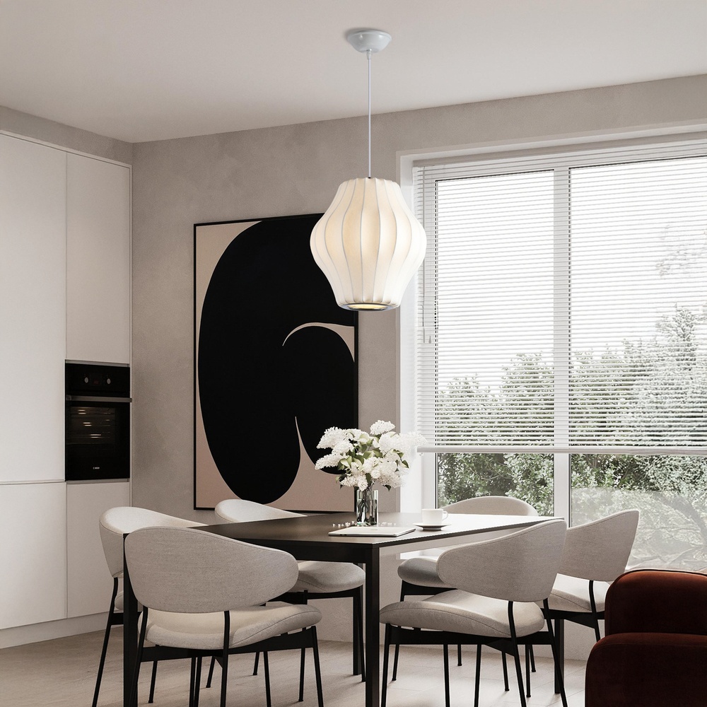 LÁMPARA DE TECHO COLGANTE TYVEK - METAL, UNA LUZ, 1xE27, MÁX. 15W, D300mm BLANCO, ARTE ILLUMINA ALLIONA