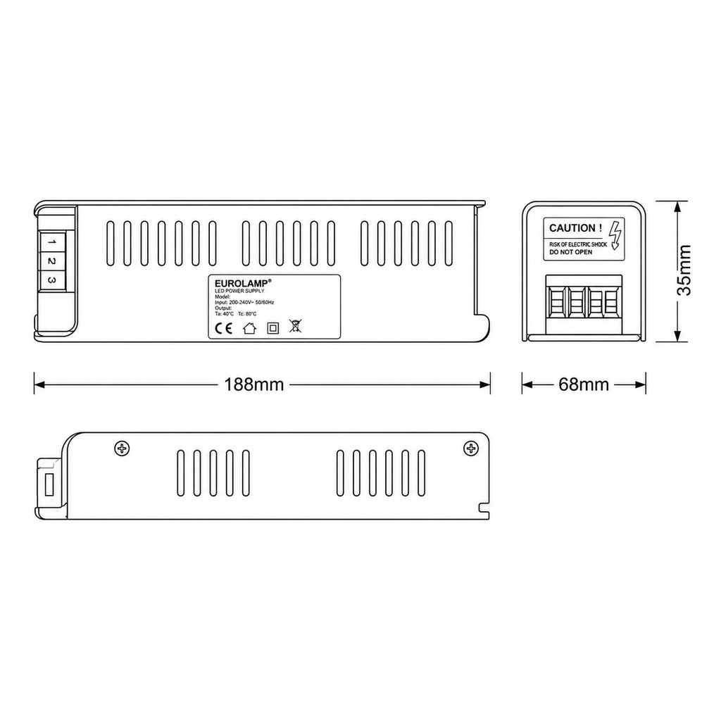 DRIVER METALICO SLIM PARA TIRA LED 24V DC 120W IP20 PLUS