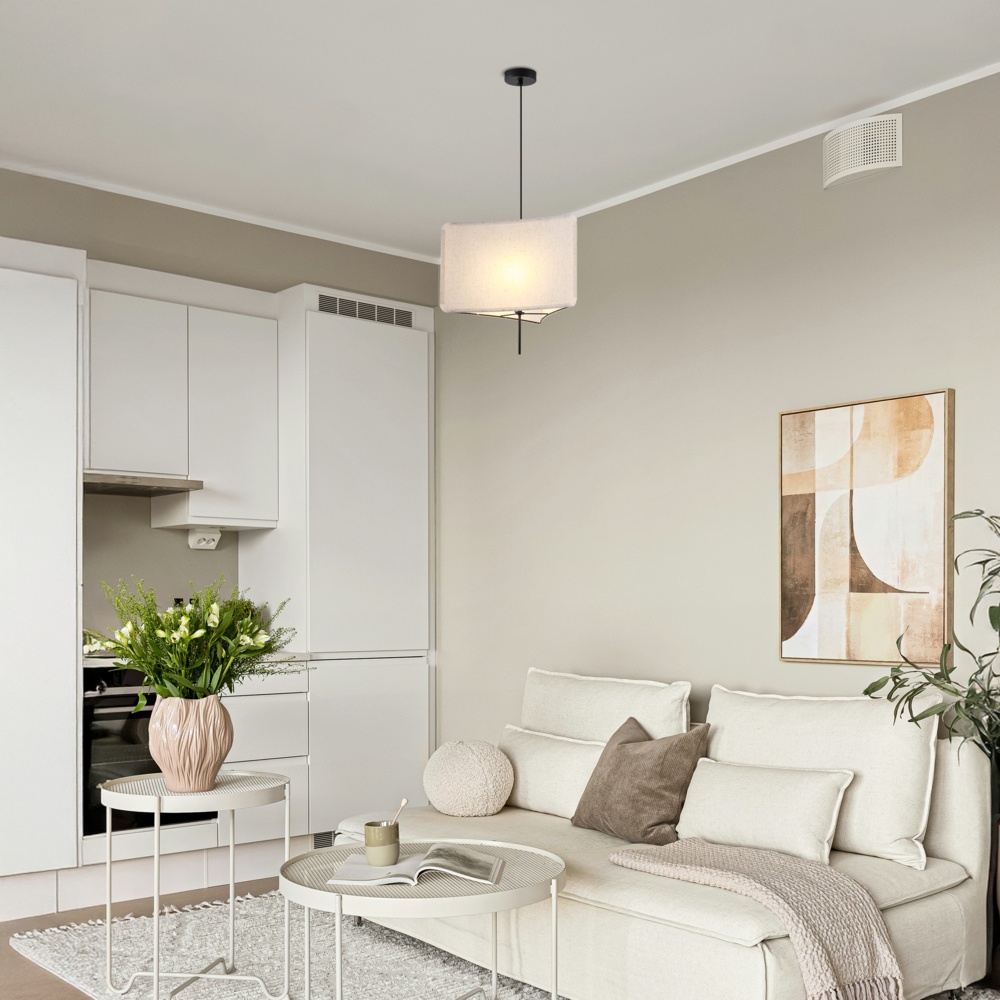 LÁMPARA DE TECHO COLGANTE DE TELA 1xΕ27 MÁX. 15W Ø480xH900mm BEIGE ARTE ILLUMINA TOSCANY