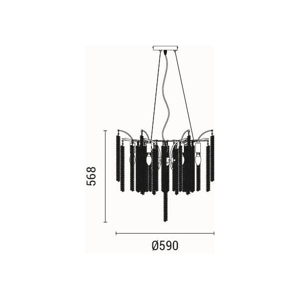 LÁMPARA DE TECHO COLGANTE METAL-VIDRIO TRANSPARENTE 6xE14 MAX 8W Ø590mm ARTE ILLUMINA DYNASTY