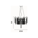 LÁMPARA DE TECHO COLGANTE METAL-VIDRIO TRANSPARENTE 6xE14 MAX 8W Ø590mm ARTE ILLUMINA DYNASTY