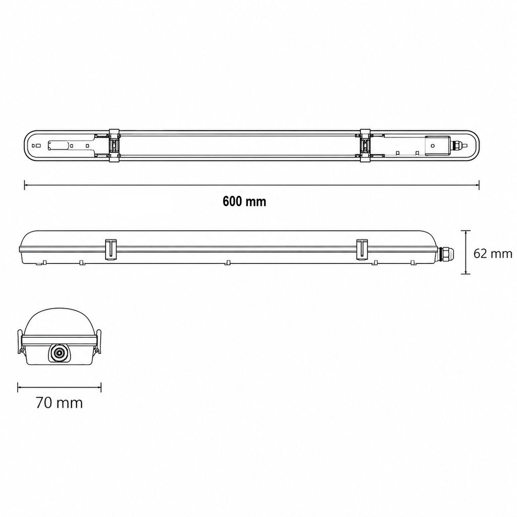 PANTALLA ESTANCA 0,60m 18W LED IP65 3CCT PRO EUROLAMP
