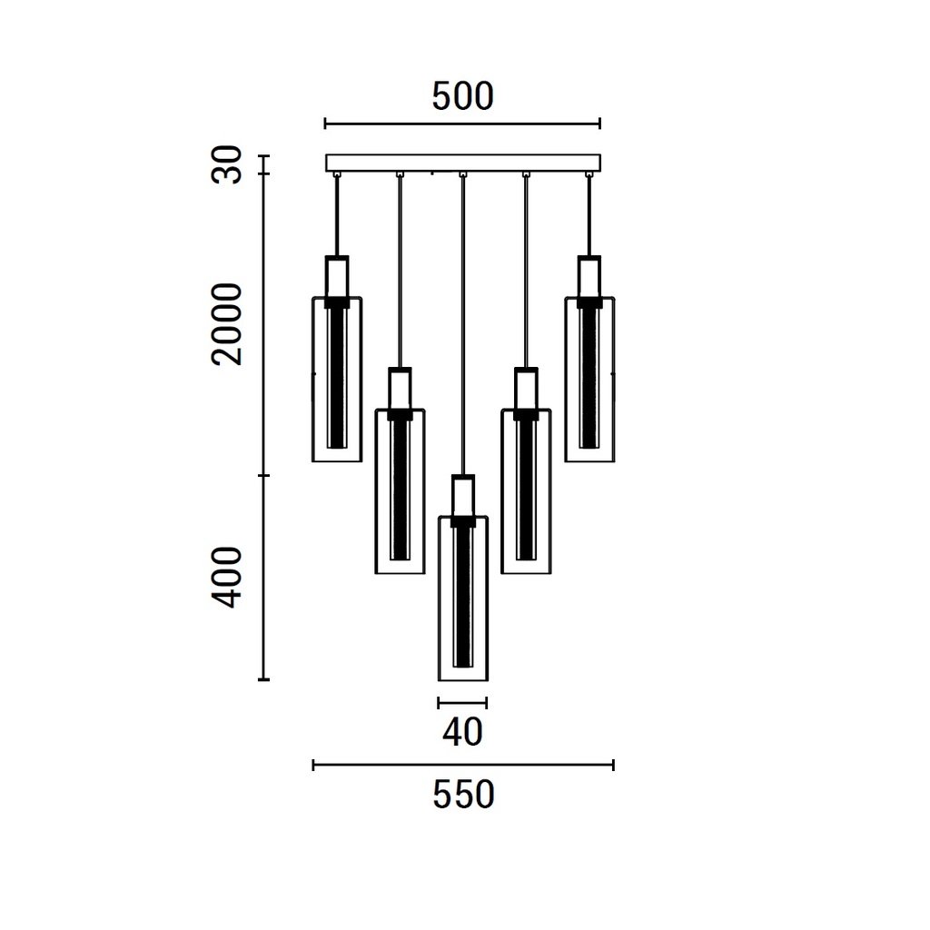 LÁMPARA COLGANTE CRISTAL 9 LUCES 60W 7200Lm 3000K Ø500x2430mm ARTE ILLUMINA VIAL