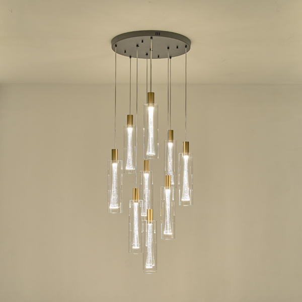 LÁMPARA COLGANTE CRISTAL 9 LUCES 60W 7200Lm 3000K Ø500x2430mm ARTE ILLUMINA VIAL