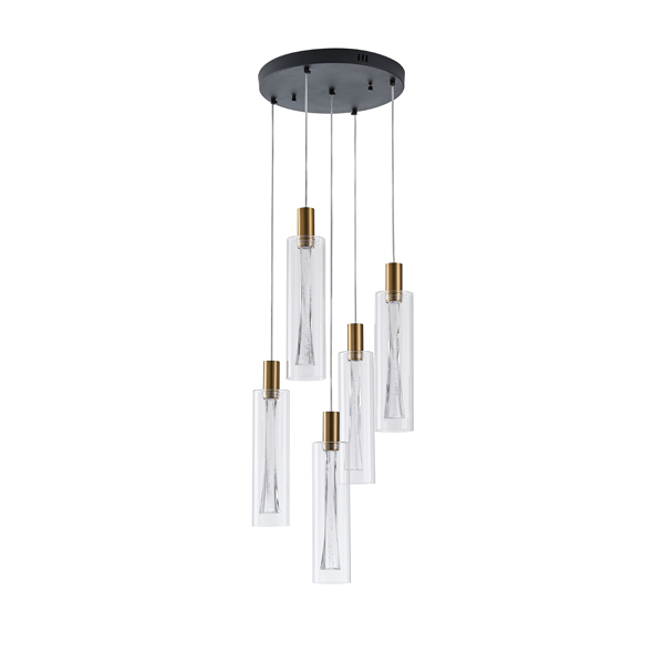 LÁMPARA COLGANTE CRISTAL 5 LUCES 38W 4400Lm 3000K Ø350x1500mm ARTE ILLUMINA VIAL