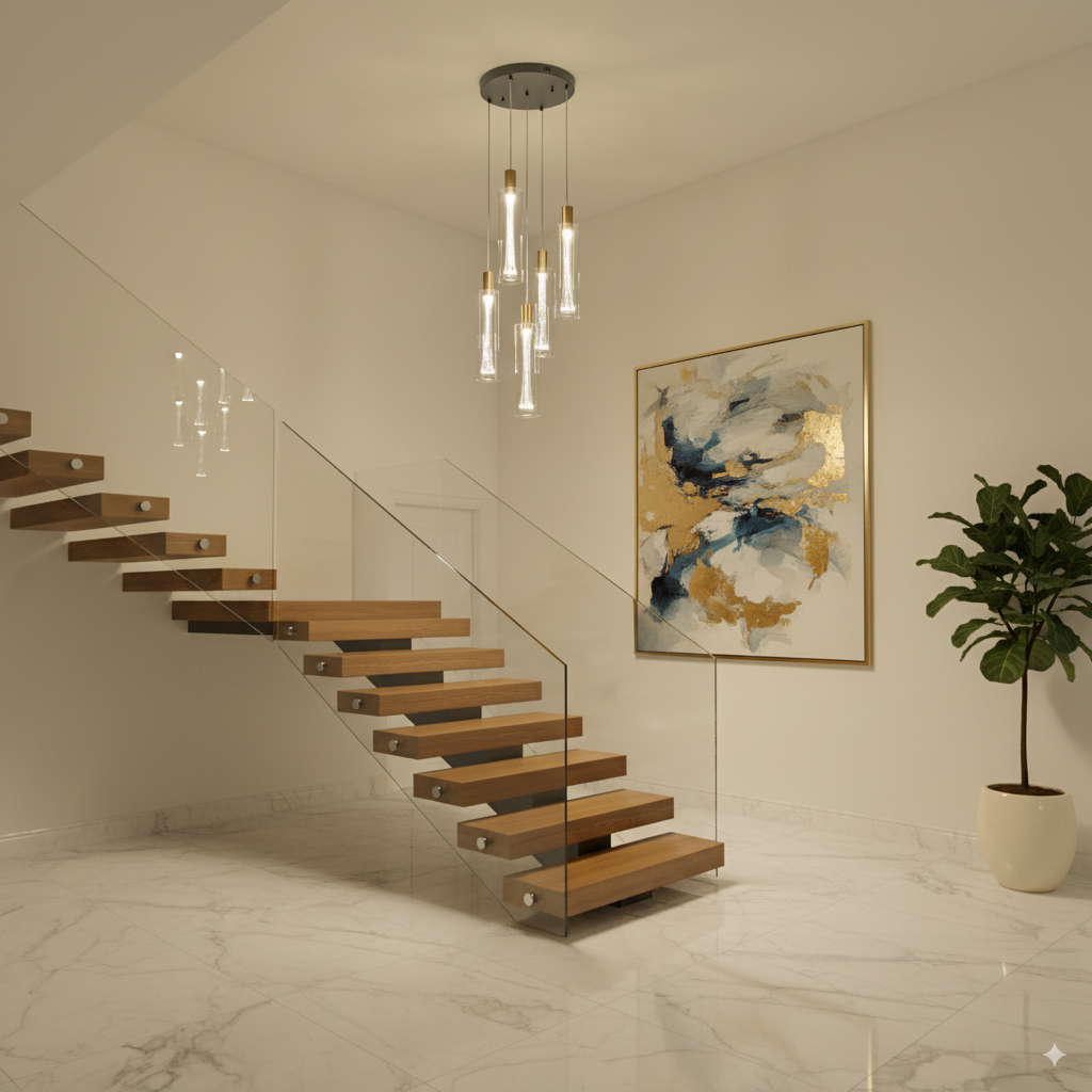 LÁMPARA COLGANTE CRISTAL 5 LUCES 38W 4400Lm 3000K Ø350x1500mm ARTE ILLUMINA VIAL