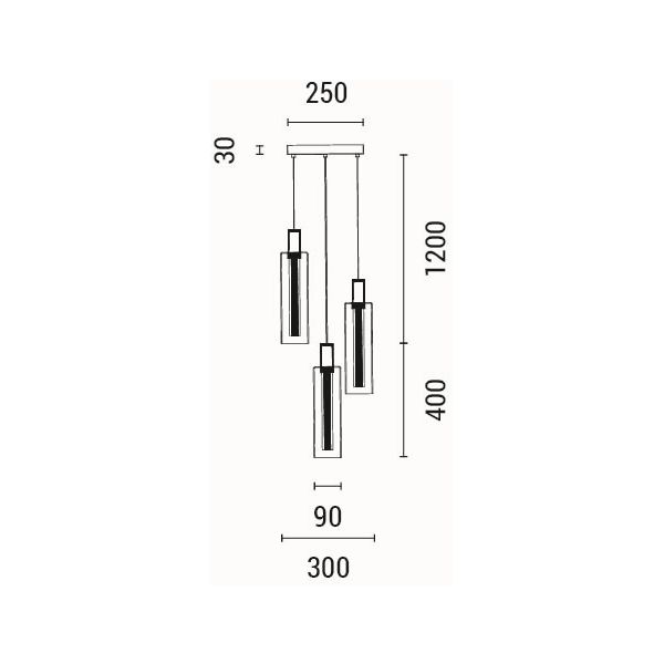 LÁMPARA COLGANTE CRISTAL 3 LUCES 21W 2500lm 3000K Ø250x1630mm ARTE ILLUMINA VIAL