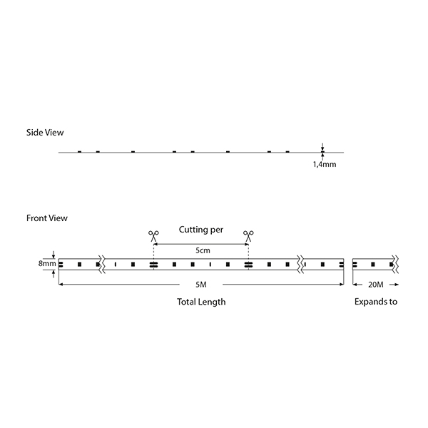 TIRA DE LED FLEXIBLE 5M 10W 24V IP20 PRO (PRECIO POR METRO)