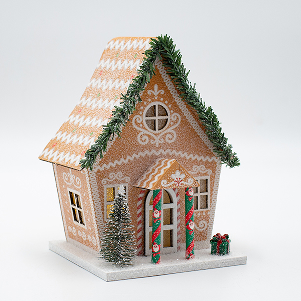 CASA DE PAPEL, MARRÓN, ILUMINADA, 12,5x10,5x16cm