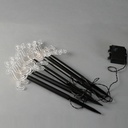 LÍNEA, 5 LED 3mm, 5 COPOS DE NIEVE CON PISTA DE TIERRA 34,5cm, PANEL SOLAR CON SENSOR DE LUZ, CABLE PVC NEGRO, LED BLANCO CÁLIDO, POR 35cm, CABLE 2m, IP44 (copia)