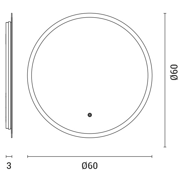 ESPEJO REDONDO TACTIL LED 15W 4000K Ø600x31