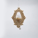 ADORNO COLGANTE, VINTAGE, BRILLO DE CHAMPÁN CON CAMPANILLAS, 13x8x1,5cm