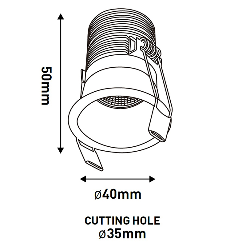 DOWNLIGHT EMPOTRABLE 5W Ø40mm BLANCO 