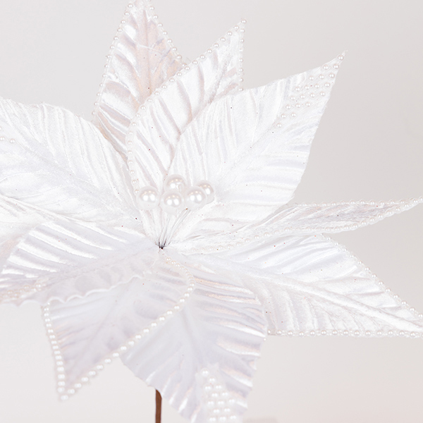 FLOR BLANCA CON PERLAS BLANCAS, 30x30cm