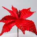 FLOR DE PASIÓN, ROJA CON DETALLES DE BRILLO EN LAS HOJAS, 24x15cm