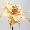 FLOR DE POINSETTI, DORADA, CON BRILLO EN LA MITAD DE LA HOJA, 26x20cm