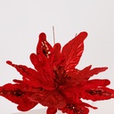 FLOR ROJA CON HOJAS DE CUERO DORADO, 36x15cm