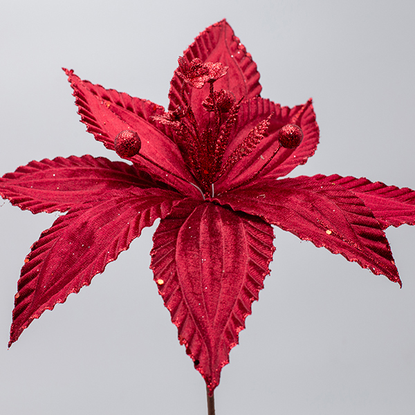 FLOR, BORGOÑA CON DISCRETA LÍNEA DE BRILLO, 30x20cm