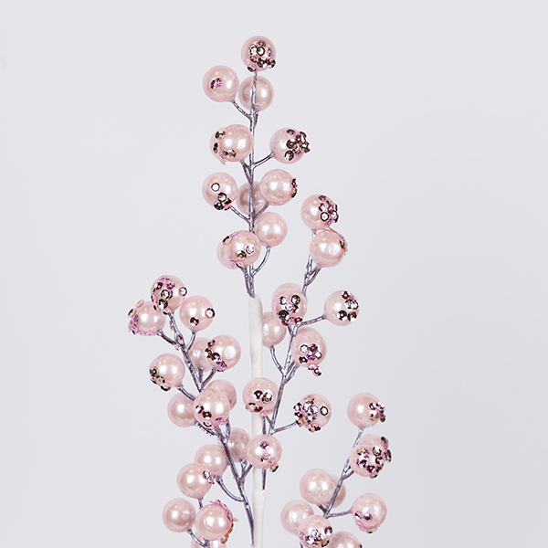 RAMA CON BAYA PERLA ROSA, 58cm