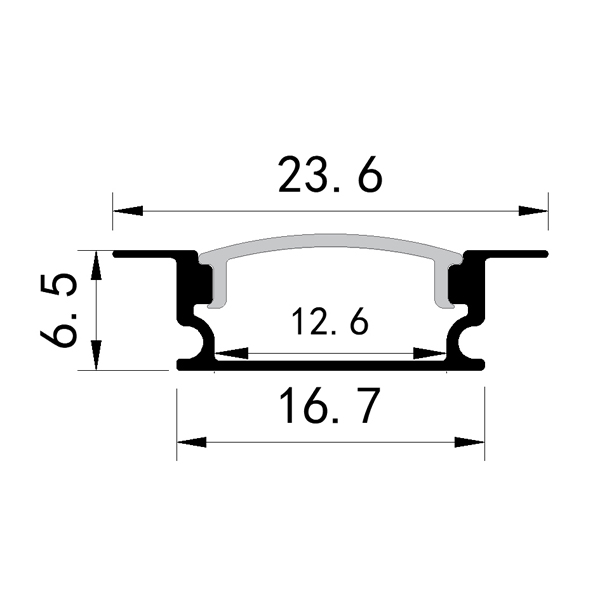 PERFIL DE ALUMINIO + DIF OPAL EMPOTRABLE 24,7x16,8 L=2m 145-70905