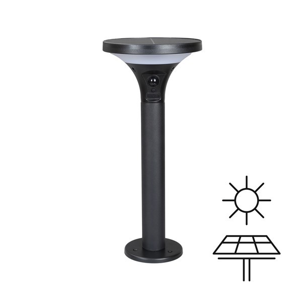 COLUMNA LED SOLAR Y SENSOR DE MOVIMIENTO "OCEANO" 3,8W 500lm 160x160x350mm 3CCT IP44 ARTE ILLUMINA