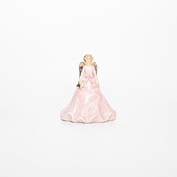 DECORATIVO DE POLIRESINA, ÁNGEL, ROSA, 9,5x9,5x11,5cm