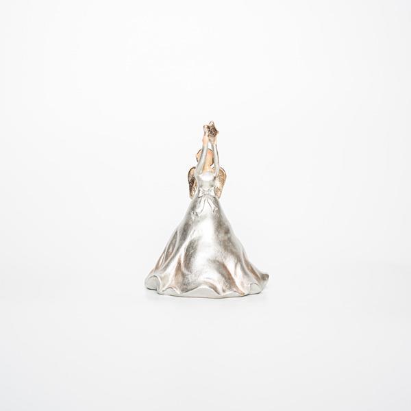 DECORATIVO DE POLIRESINA, ÁNGEL, ORO CLARO, 12,5x12x17,50cm