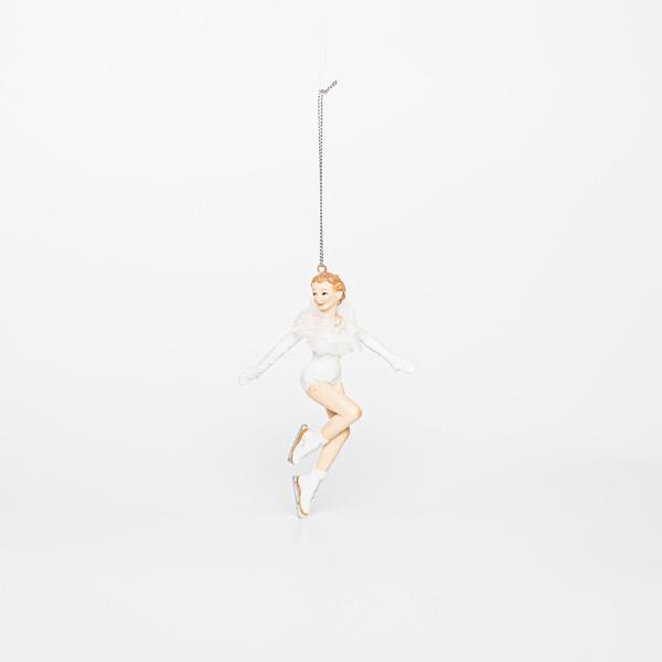 ORNAMENTO DE POLIRESINA, MUJER, PATINAJE SOBRE HIELO, 9x3,5x12,5cm