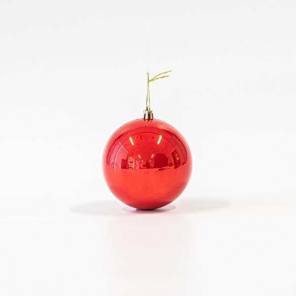 BOLAS DE PLÁSTICO, ROJO PERLA, SET 6 PIEZAS, 10cm